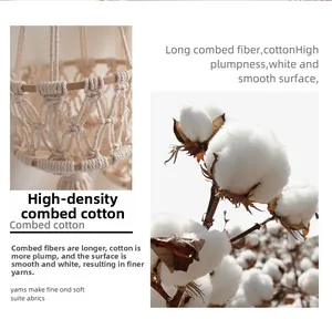 Detailed close-up of premium hand-woven combed cotton rope texture on a bohemian basket