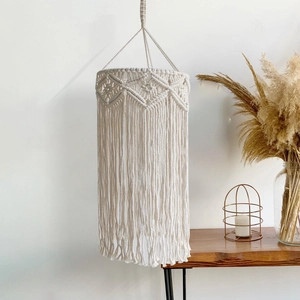 Abat-Jour Macramé Tissé à la Main Boho Couverture de Suspension en Corde de Coton Décoration Murale pour Salon Chambre à Coucher