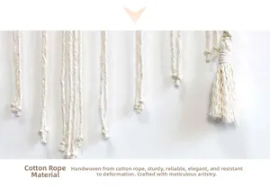 Detailed close-up showing the intricate cotton rope weaving and fringe of the wall hanging