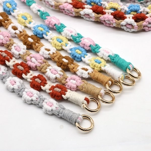 Handmade woven daisy floral lanyard with gold clasp in various vibrant color options