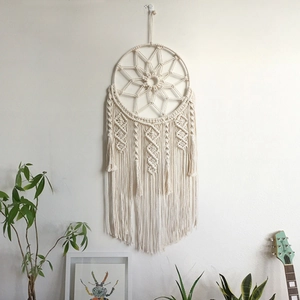 Bohemian Macrame Wall Hanging Handmade Cotton Rope Tapestry Star Geometric Dreamcatcher For Bedroom Living Room Home Decor