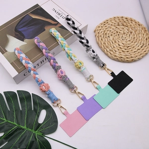 Handgefertigte gewebte Blumen Handy-Lanyards in verschiedenen Farben mit Metallkarabiner