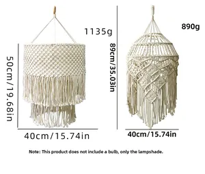 Detailed size and weight specs for boho chic handmade woven cotton rope lampshades