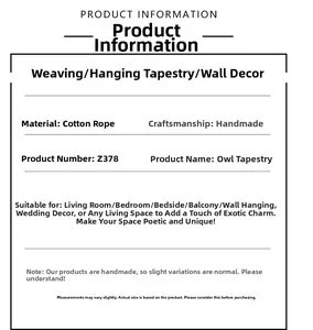 Detailed specifications of handmade cotton rope owl wall tapestry for home decoration