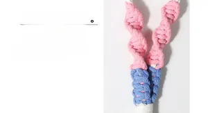 Macro shot of colorful handmade braided cotton rope with high-quality spiral weave texture