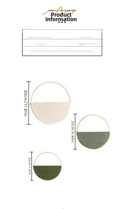 Detailed size comparison of three bohemian woven wall hangings made of cotton and wood