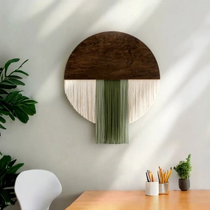 Bohemian Rund Wandbehang Wandteppich Handgefertigt Holz Baumwollseil Quaste Fransen Kunst Dekor Nordic Home Hintergrund Dekoration