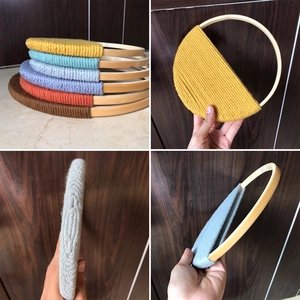 Bohemian bamboo ring wall decor with colorful handwoven cotton yarn patterns