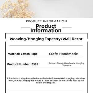 Detail list of handmade bohemian cotton rope tapestry wall hanging for home decor