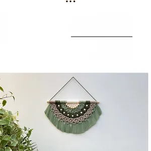 Detail of bohemian handmade cotton tapestry featuring fringe and colored woven layers