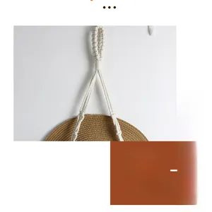 Close-up of Bohemian cotton rope knots and natural fiber weave on the hat organizer