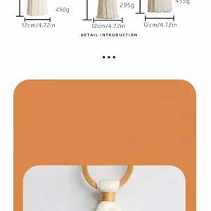 Detail of Nordic hand-woven wall hangings with long tassels and pom-poms, 12cm width