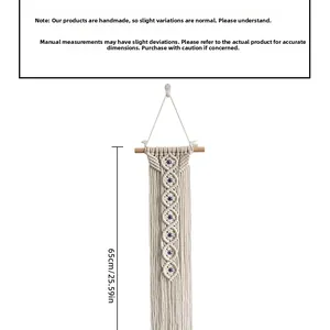 Detail showing the 65cm vertical length of the handmade evil eye woven tapestry