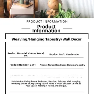 Detailed view of handmade cotton macrame weaving texture with wooden hanging rod