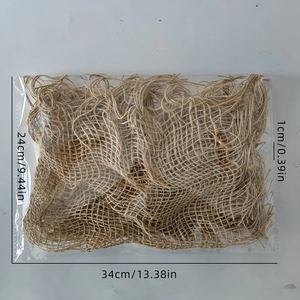 Natural woven jute mat for newborn photography props measuring 34cm by 24cm in flat view