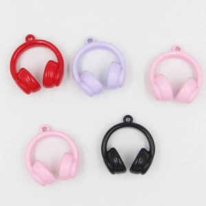 Trendy Mini Headset Shape Resin Keychain Bag Pendant Cartoon Earphone Charm For Students Backpack Decoration Jewelry Gift