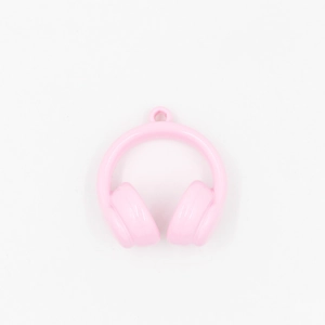 Pink resin mini headphone pendant keychain charm for bags and DIY jewelry accessories