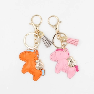 Porte-clés Cheval en Cuir PU Créatif Avec Gland et Pendentif Sac de Fortune Charme de Sac à Main Mode pour Femmes Cadeau