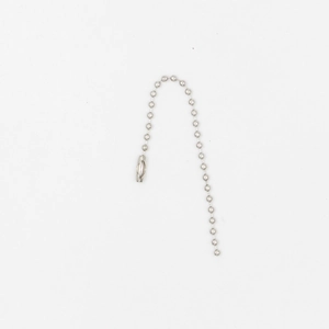 Polished silver metal ball chain with secure cylinder clasp on a clean white background