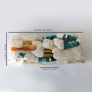 Nordic handmade DIY macrame wall hanging kit with beige yarn and wooden stick