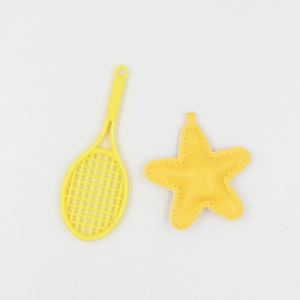 Cute yellow tennis racket and star keychain charms for bags and car keys decoration