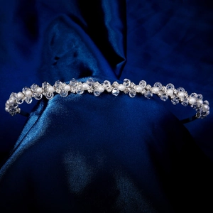 Eleganter Handgefertigter Kunstperle Kristall Haarreif Koreanischer Stil Dünnes Stirnband Für Damen Hochzeit Party Haarschmuck
