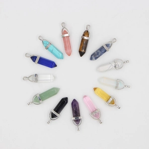 Vintage Hexagonal Pillar Natural Stone Pendant Necklace Healing Crystal Reiki Prism Braided Wax Rope Necklaces For Women Men Jewelry Gift