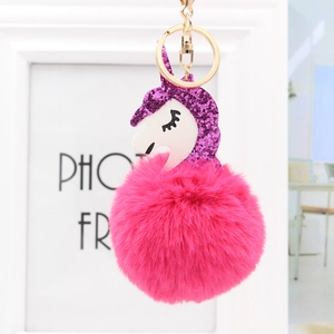 Einhorn Plüsch Bommel Schlüsselanhänger Mit Pailletten Horn Kunstpelz Ball Schlüsselring Anhänger Für Damen Taschenzubehör