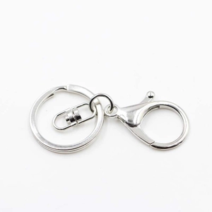 Polished silver metal keychain kit with lobster clasp and swivel ring for DIY crafts