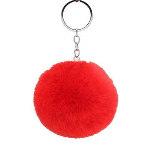 Soft Faux Fur Pom Pom Keychain For Women Plush Ball Bag Charm With Silver Metal Key Ring Car Accessory Decoration Fashion Gift