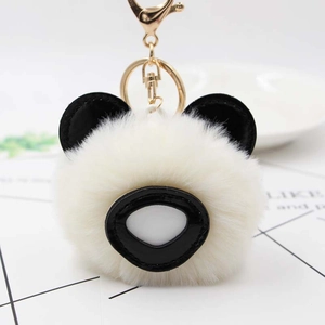Porte-clés peluche panda mignon et doux avec anneau doré pour accessoires de sacs