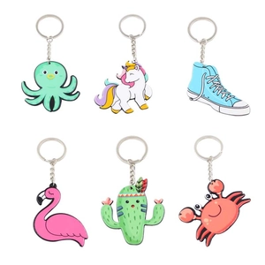 Mignon Porte-clés en Acrylique Dessin Animé Licorne Flamant Rose Cactus Poulpe Crabe Papillon Pendentif pour Décoration de Sac Cadeau