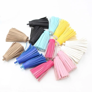 Colorful PU leather tassel keychain pendants for bags and DIY craft accessories