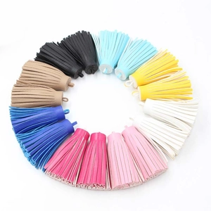 Top view of multi-color PU leather tassels for keychains and bag accessories