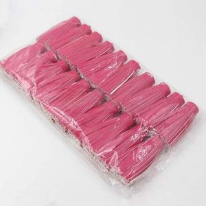 Bulk pack of magenta PU faux leather tassels for DIY keychains and craft accessories