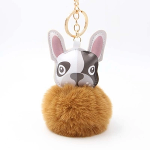Süßer Cartoon Französische Bulldogge Plüsch Bommel Schlüsselanhänger für Handtaschen