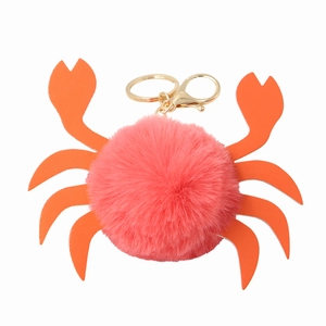 Portachiavi Creativo con Palla di Peluche a Granchio Simpatico Animale Morbido Pom Pom Ciondolo per Borsa Gancio a Moschettone Auto Gioielli Donna