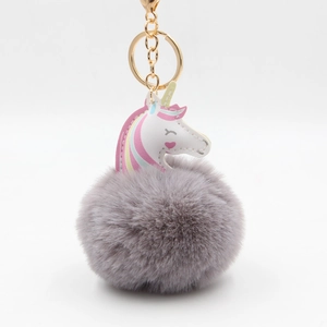 Porte-clés licorne en peluche arc-en-ciel avec fermoir doré pour sacs à main