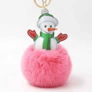 Weihnachten Schneemann Kunstfell Bommel Schlüsselanhänger Kunstleder Schneemann Taschenanhänger Urlaub Bommel Geschenk Damen