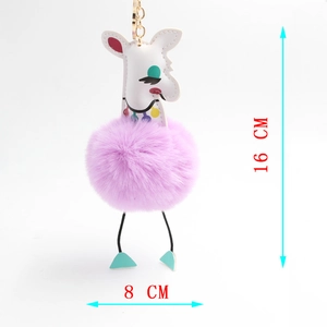 Détail d'un porte-clés alpaga en peluche avec dimensions de 16 cm par 8 cm