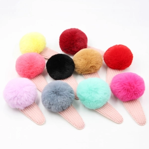 Pince à Cheveux BB Pompon Peluche Mignonne pour Filles Polyester Alliage Velours Côtelé Accessoires Cheveux Doux