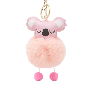 Süßer Koala Plüschball Schlüsselanhänger Kunstfell Leder Tasche Anhänger Tier Charm Schlüsselring Für Damen Rucksack Auto