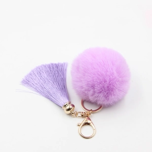 Porte-clés Pompon en Fausse Fourrure Avec Gland Pendentif de Sac en Polyester Crochet en Métal Doré Accessoire de Mode pour Femmes Filles