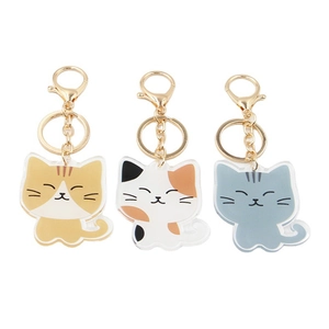 Cute Cartoon Animal Cat Dog Keychain Polyester Bag Pendant Decorative Charm Gold Metal Clasp Car Key Ring Accessories For Women Kids