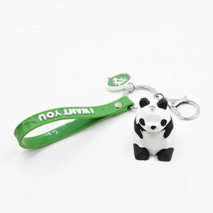 Cute Geometric Faceted Resin Panda Keychain 3D Animal Pendant With Silicone Strap For Handbags Backpacks Decoration Women Gift