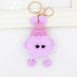 Porte-clés Monstre en Peluche Mignon Pendentif de Sac Créatif avec Bonnet Tricoté et Lunettes de Soleil Doux et Moelleux