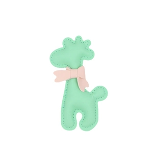 Cartoon mint green leather giraffe charm with pink bow and stitching for phone cases