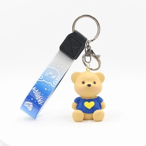 Cartoon Gradient Heart Sweater Bear Keychain Resin Cute Animal Doll Bag Pendant Charm Gift Accessories For Women Girls