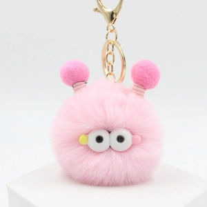 Simpatico Portachiavi di Peluche Mostro Bruco Pompon Ciondolo Borsa Morbido Poliestere Lega di Zinco Folletto Ornamento Donna