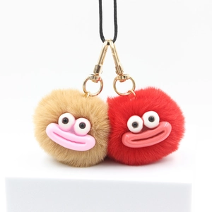 Funny Big Mouth Monster Plush Ball Keychain Pendant Soft Polyester Furry Bag Charm Keyring For Women Kids Gift